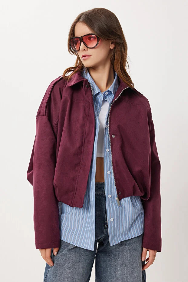 Süet Görünümlü Bomber Ceket