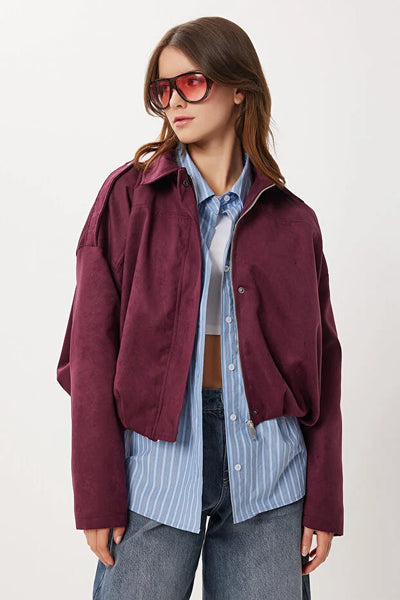 Süet Görünümlü Bomber Ceket