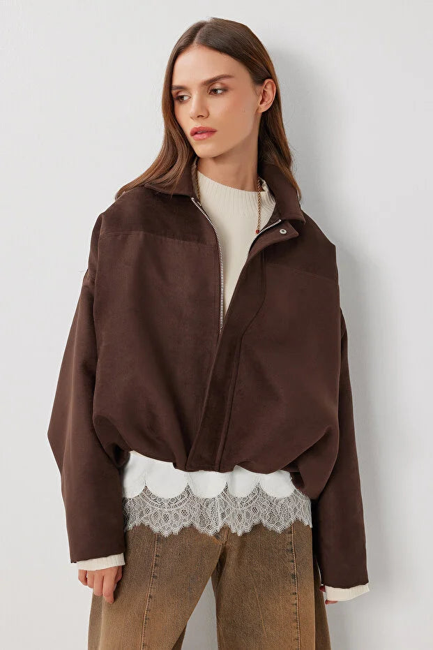 Süet Görünümlü Bomber Ceket