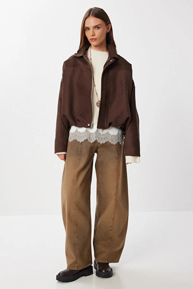 Süet Görünümlü Bomber Ceket