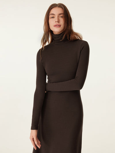 Heat-Tech Boğazlı Midi Elbise