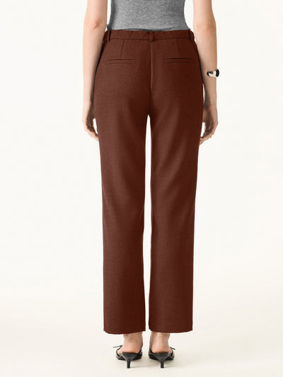 Orta Bel Elastik Yün Dar Toprak Rengi Pantolon