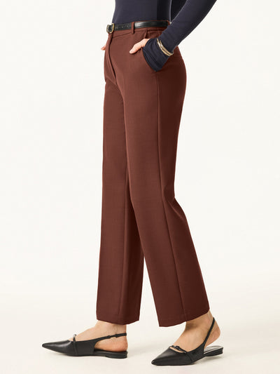 Orta Bel Elastik Yün Dar Toprak Rengi Pantolon