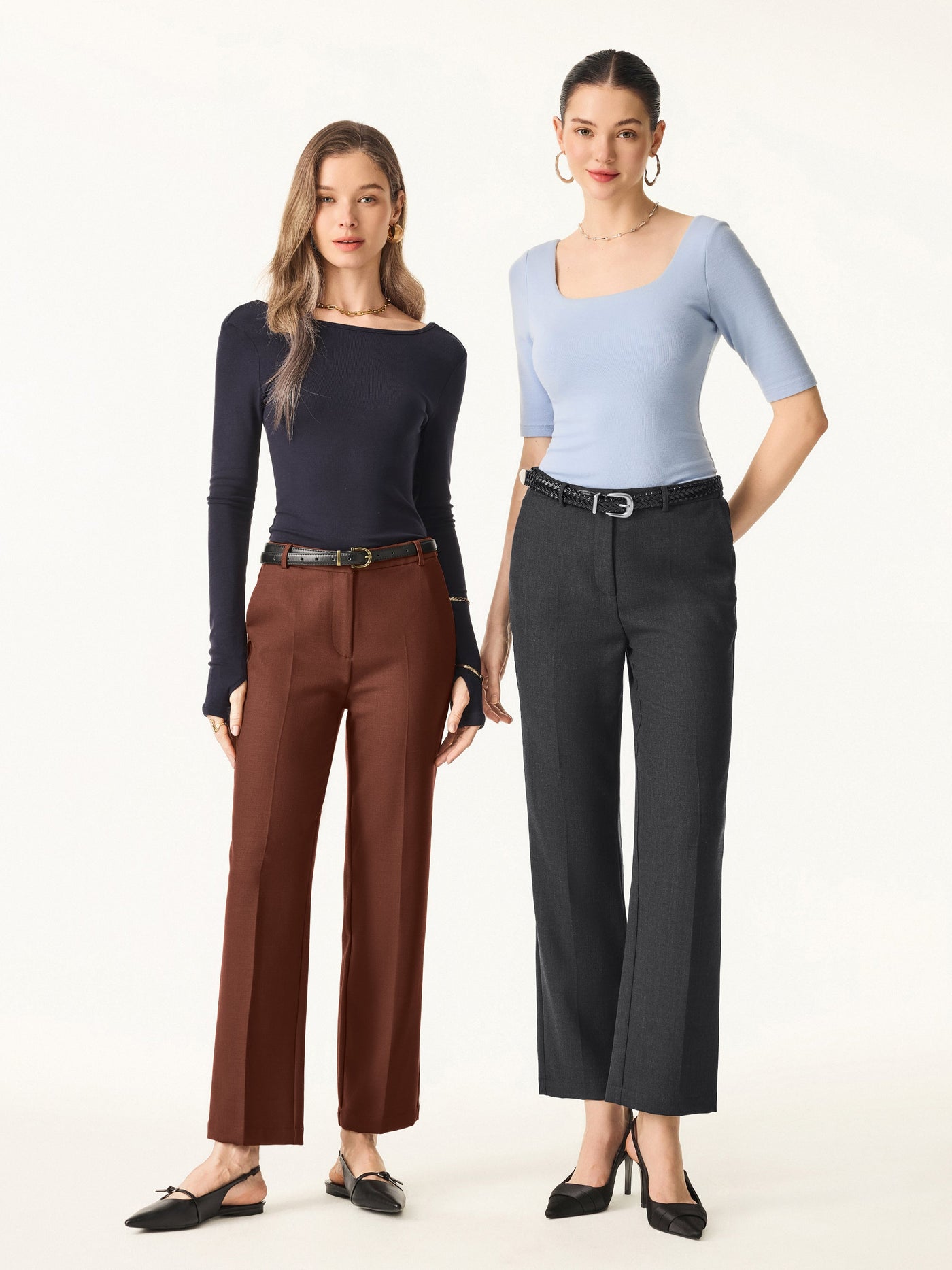 Orta Bel Elastik Yün Dar Toprak Rengi Pantolon