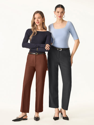 Orta Bel Elastik Yün Dar Toprak Rengi Pantolon