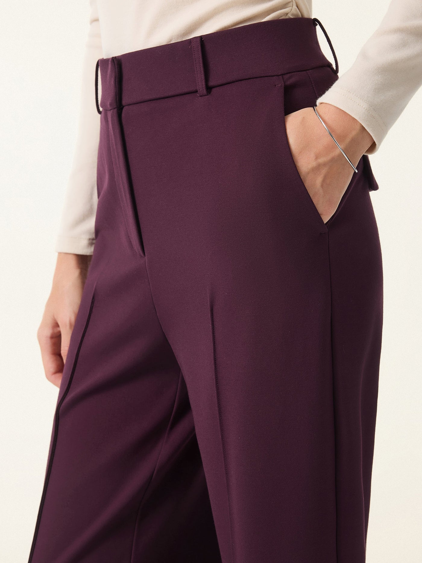 Yüksek Bel Düz Kesim Esnek Penye Pantolon