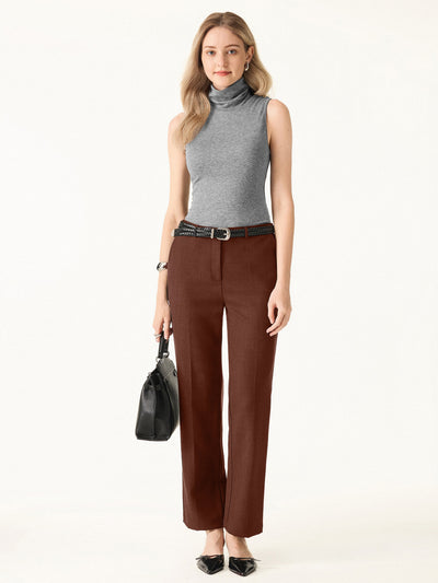 Orta Bel Elastik Yün Dar Toprak Rengi Pantolon