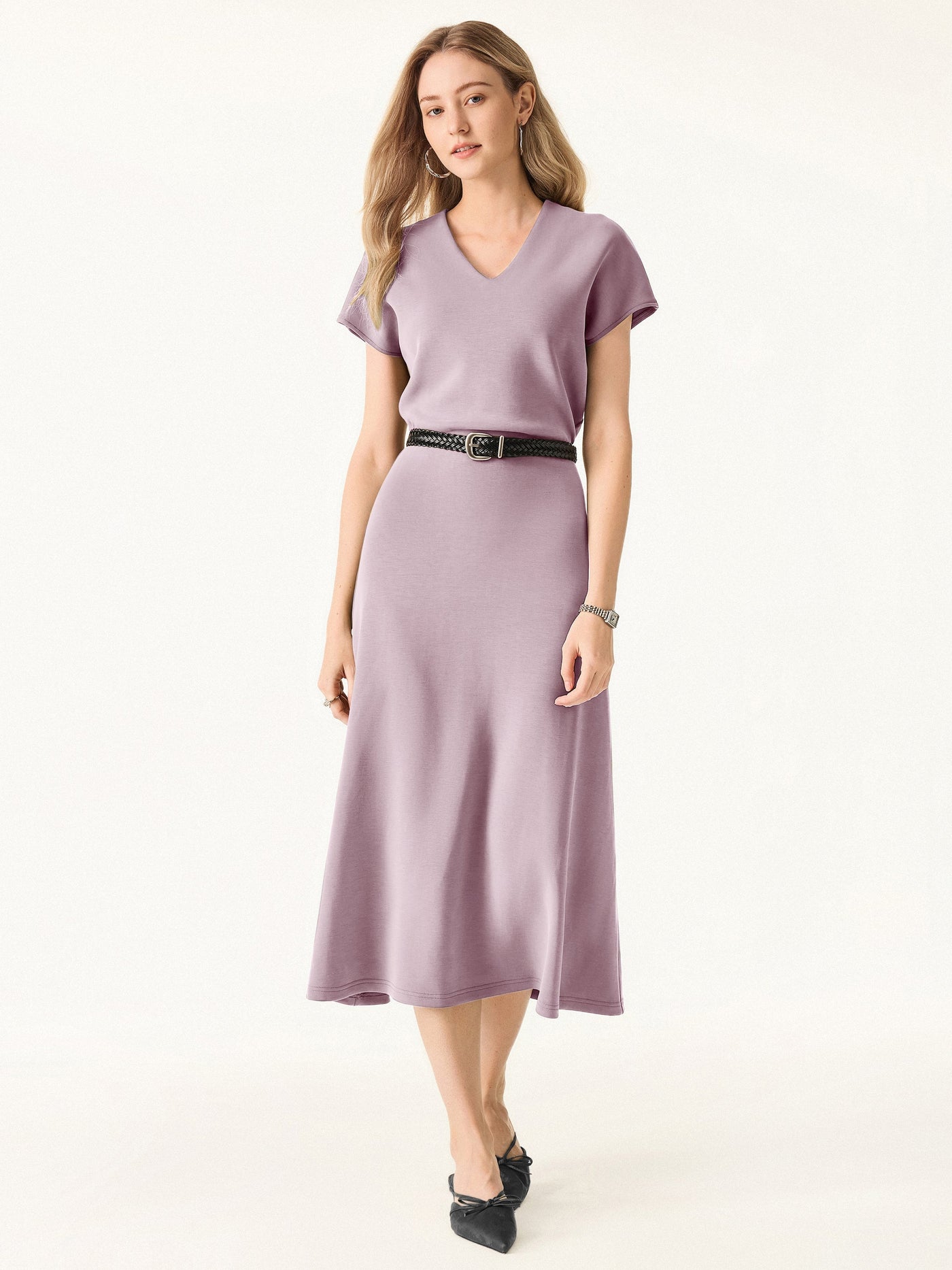 Modal V Yaka A Hat Midi Elbise