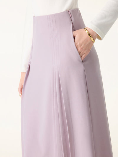 Şık ve Rahat Cepli Düz Dökümlü Midi Pilili Etek