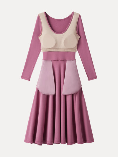 Kısa Kollu V Yaka Brode Midi Elbise