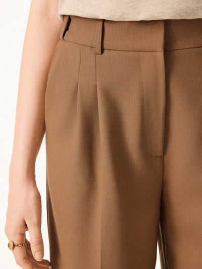 Klasik Tarzda Yüksek Bel Yün Kahverengi Pantolon