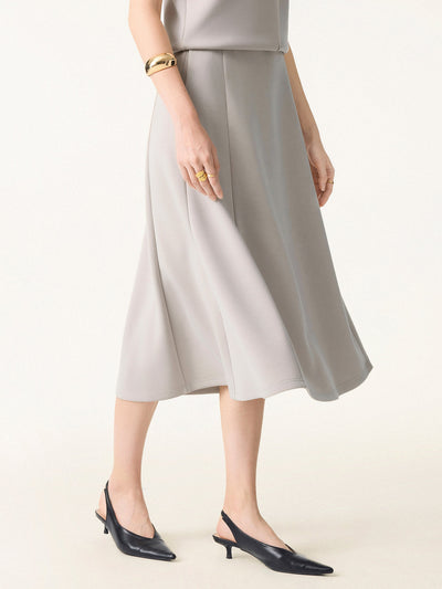 Gevşek Bağlamalı ve Cepli Midi Etek