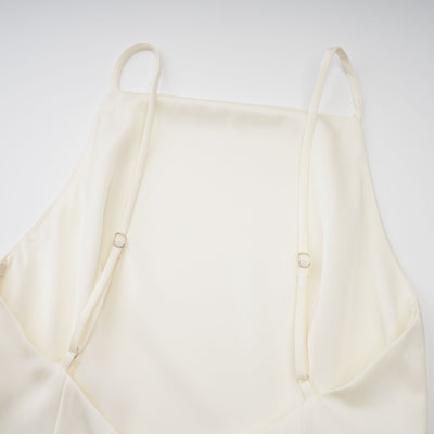 Lyna Beyaz Saten Fırfırlı Mini Elbise