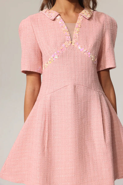 Didu V Yaka Kısa Kollu Mini Elbise