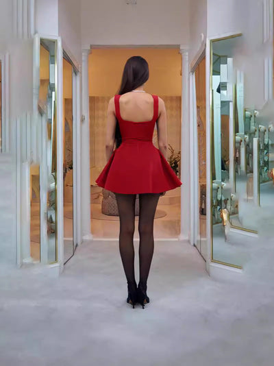 Vinlee Yan Pile Mini Elbise