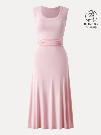 V Yaka Yan Büzgülü Midi Elbise