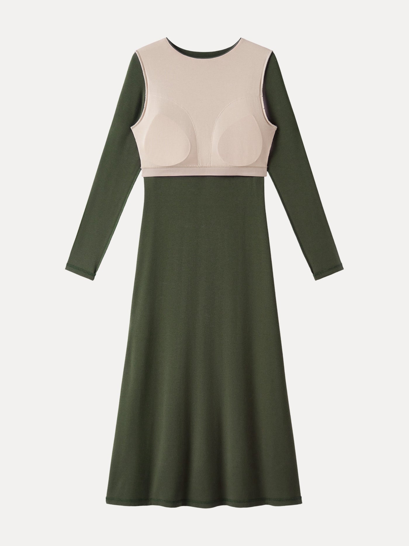 Zarif Yuvarlak Yaka Uzun Kollu Midi Elbise