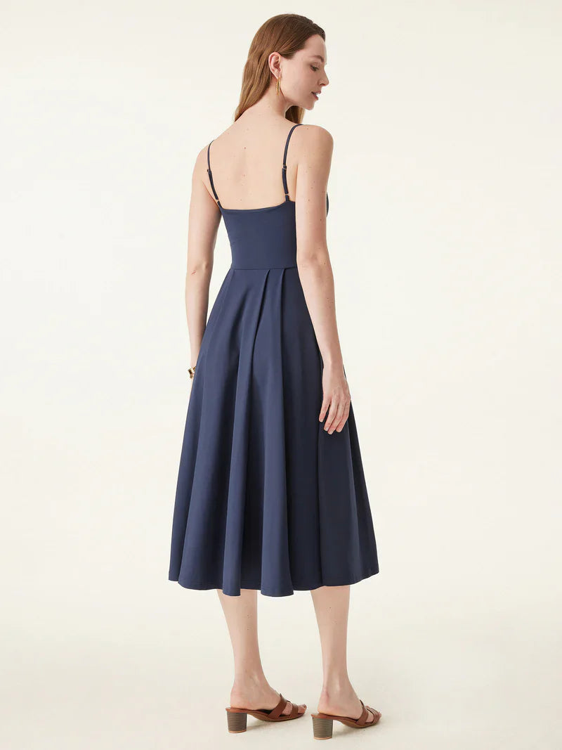 Bambu Dokumalı Midi Elbise