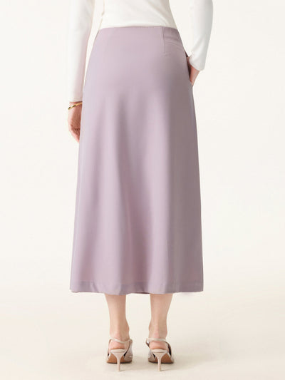 Şık ve Rahat Cepli Düz Dökümlü Midi Pilili Etek