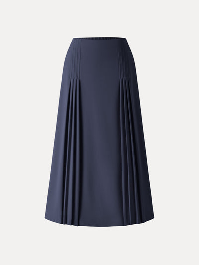 Şık ve Rahat Cepli Düz Dökümlü Midi Pilili Etek