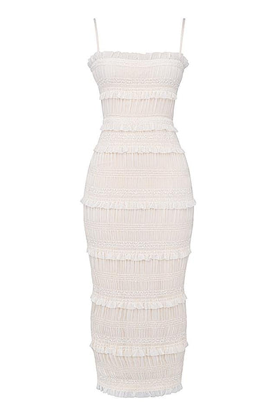 Orkide Plisse Trimli Slip Uzun Elbise