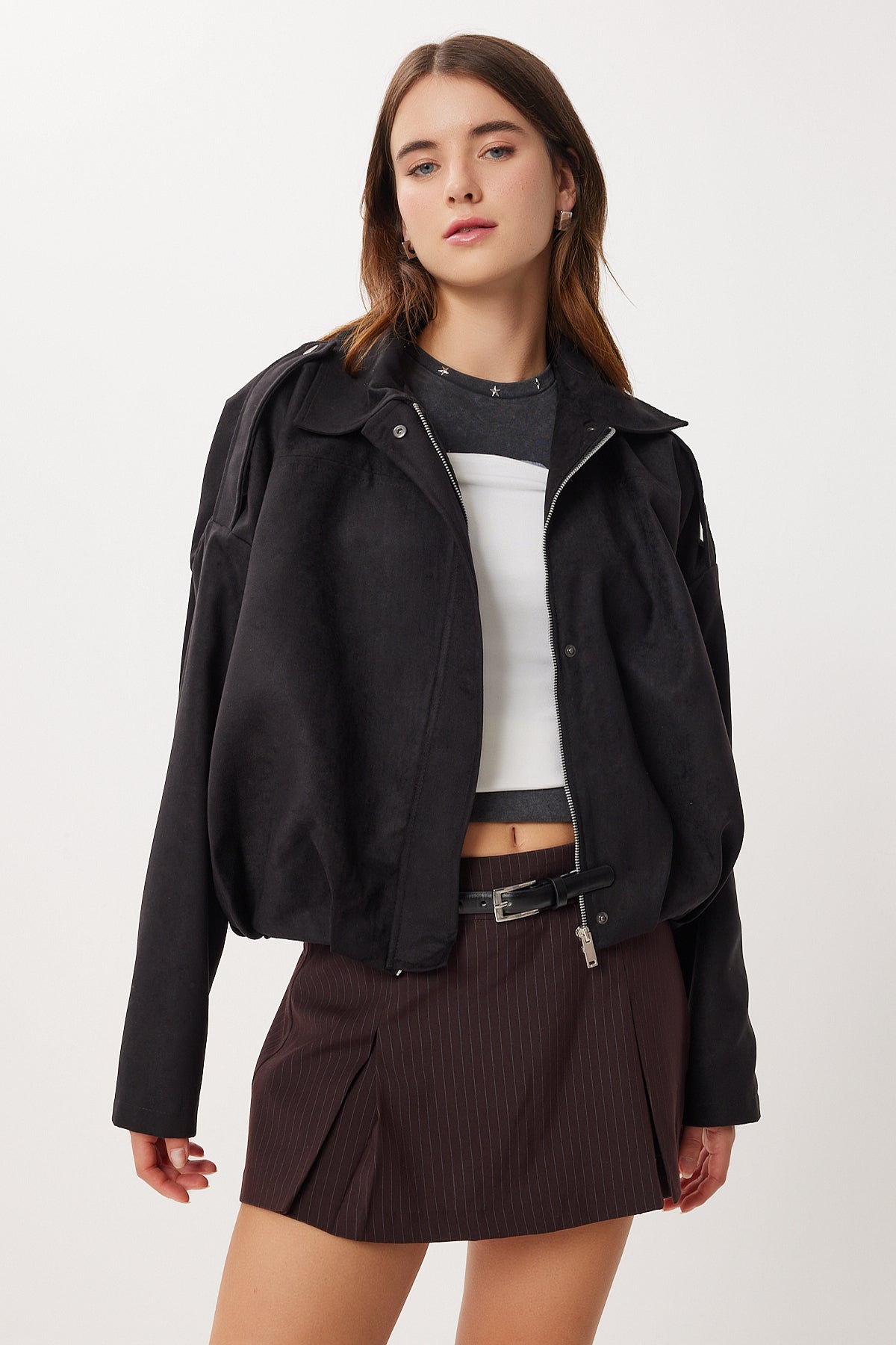 Süet Görünümlü Bomber Ceket